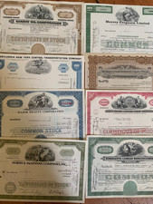 USA Aktien 8 er Lot mit Marsh, Major, Sunray Oil, Massey Ferg usw