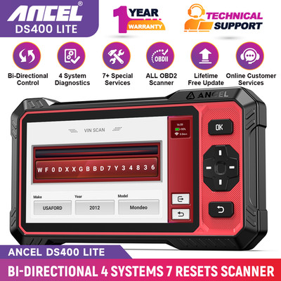 ANCEL DS400 Lite Automotive OBD2 Scanner Bidirectional Scan Tool 7+ Resets ABS