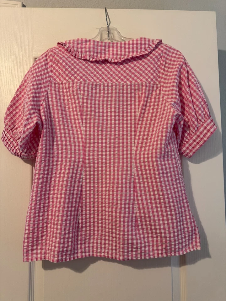 Brora Kate Middleton Cotton Gingham Chelsea Collar Blouse - Image 2 of 3