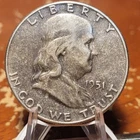 1951 Franklin Half Dollar 90% Silver Nicely Toned Coin