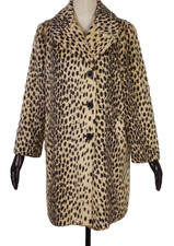Vintage 1960s Faux Leopard Coat Lady Barry Size 14