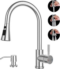 Kitchen Faucets with Soap Dispenser, Brushed Nickel Kitchen Faucet with Pull Dow