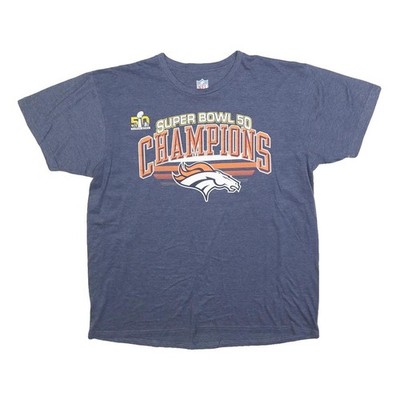 NFL Herren T-Shirt Blau Super Bowl 50 Champions Grafik L Rundhals
