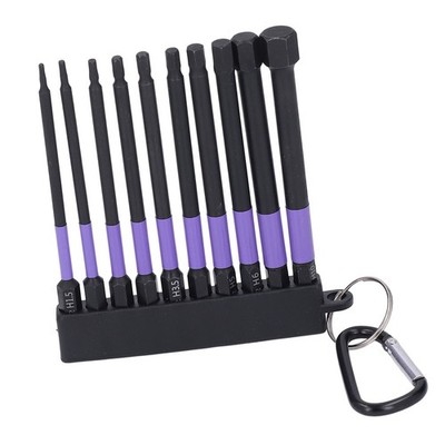 10Pcs Impact Bit Set TS2 Alloy Steel 4in 100mm Violet High Strength Magnetic