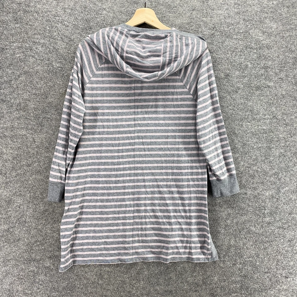 Calvin Klein Hoodie Women M Medium Gray Striped Long Sleeve Hooded Pockets - Image 2 of 4