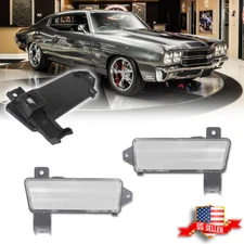 For 1970 Chevy Chevelle El Camino Clear Front Fender Lower Side Marker Lights 2X
