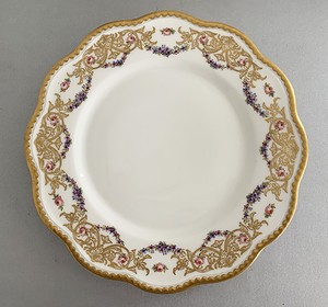 Set Of 6 Antique Limoge France Dinner Plates Rose Garland Gold & Embossed Rim