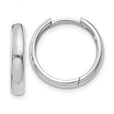 14k White Gold Hinged Hoop Earrings