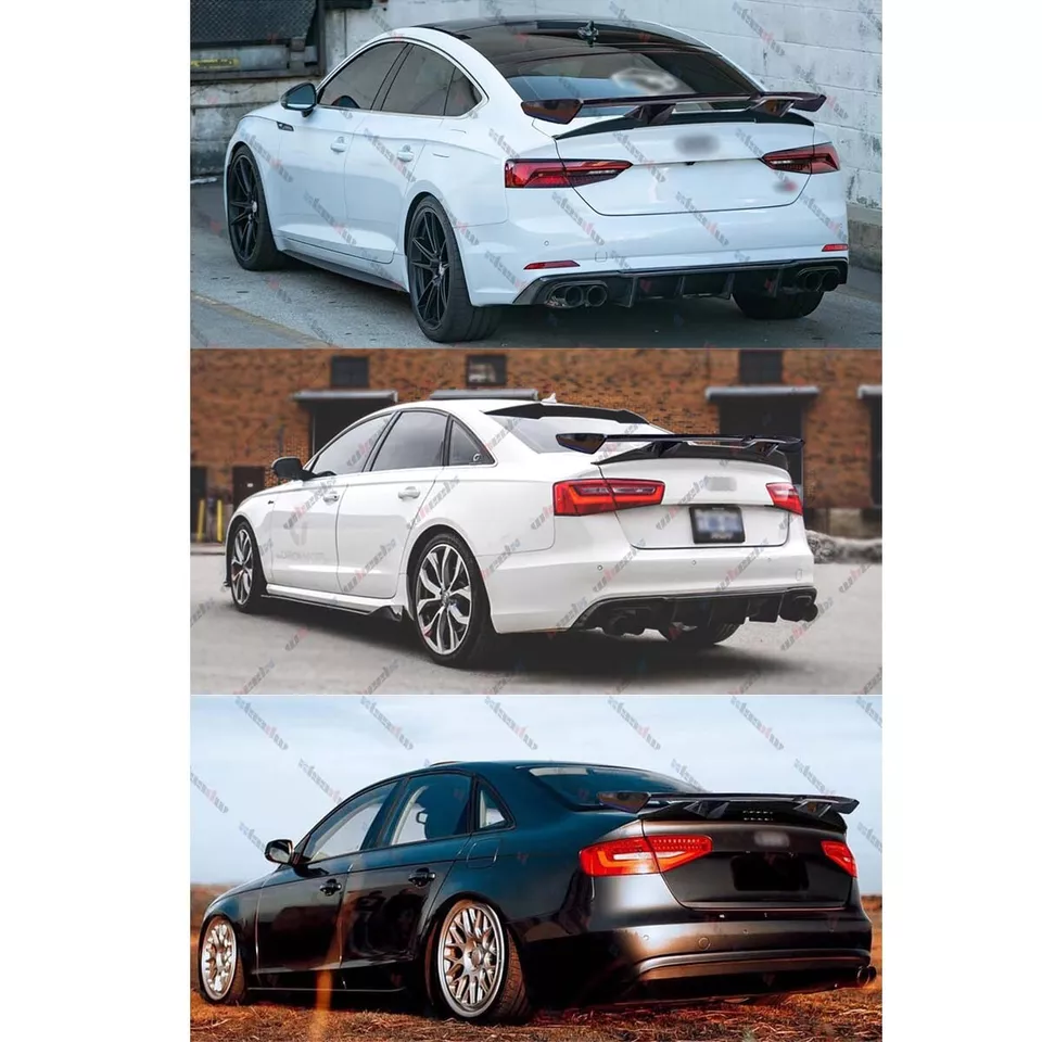 For Audi A3 S3 A4 S4 A5 S5 55" Rear Trunk Lip Spoiler Wing Carbon Fiber GT Style - Image 2 of 4
