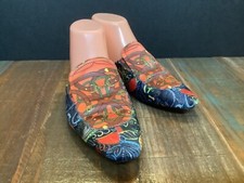 Zara woman multi colored/pattern Satin Mules Slip On Flats shoes sz 35/5
