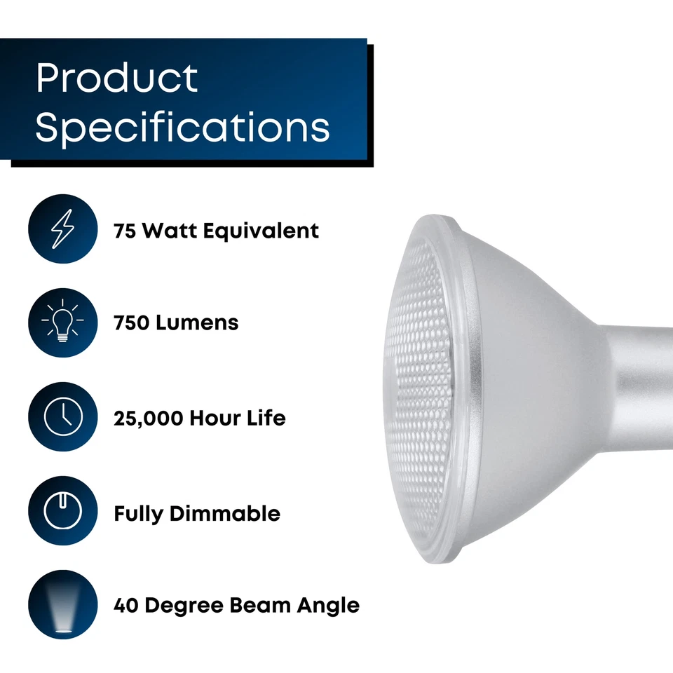 Feit Electric 75 Watt Equivalent PAR30 LED Light Bulbs Dimmable 2 Pack - Image 3 of 4