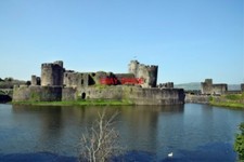 PHOTO  CAERPHILLY CASTLE GLAMORGAN THE CASTLE FROM THE SOUTH WITH THE SOUTH LAKE