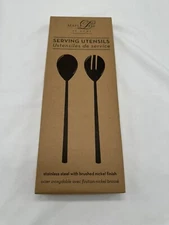 Maple Leaf At Home Serving Utensils Stainless Steel Brushed Nikel Salad NIB