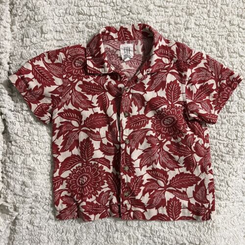 baby Gap 4 years Red Floral Hawaiian Button Down Cotton Shirt - Picture 1 of 3