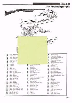 Browning B 80 Auto Shotgun B 92 Lever Action Rifle Exploded View Parts 11 Ad Ebay