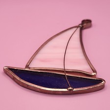 Stained Glass Sailboat Sun Catcher, Coastal, Nautical