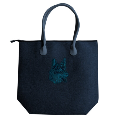Filztasche mit Einstickung - Schäferhundkopf German Shephard - 26188 blau - Gr. 