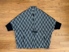 New Ams Pure Womens Sz 8 Geo Print Dolman Cardigan Sweater Jacket