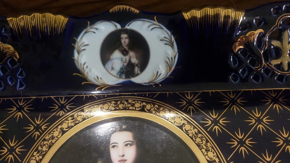 Vintage Regency Porcelain Replica, Cobalt Blue Gold Serving Tray Porcelain - Image 2 of 4