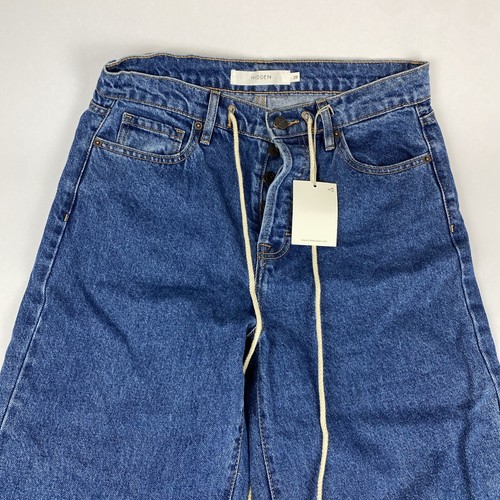 Women's HIDDEN Blue Ankle Denim Jeans Classic Drawstring Raw Hem Size ...