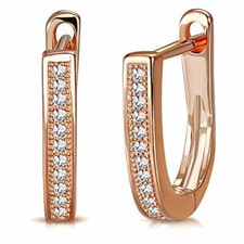 925 Sterling Silver CZ Hoop Huggie Earrings