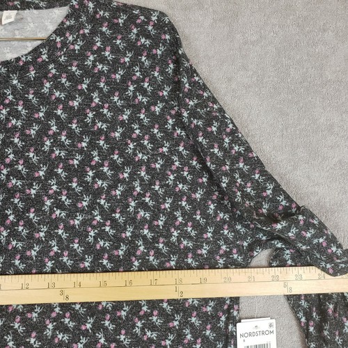 BP Nordstrom Daisy Tulip Lounge Sleep Set Sz S Black Knit Top Pants Floral NWT - Picture 4 of 10