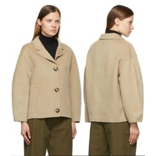 Loulou Studio Moho Crop Wool & Cashmere Felt Coat New Medium Taupe Pockets 2022