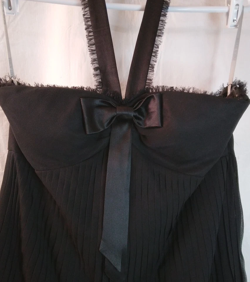 Mikael Aghal • Размер 12 • 100% шелк • падение талии • с бретелью через шею • мини пузырь платье • - Изображение 3 из 4