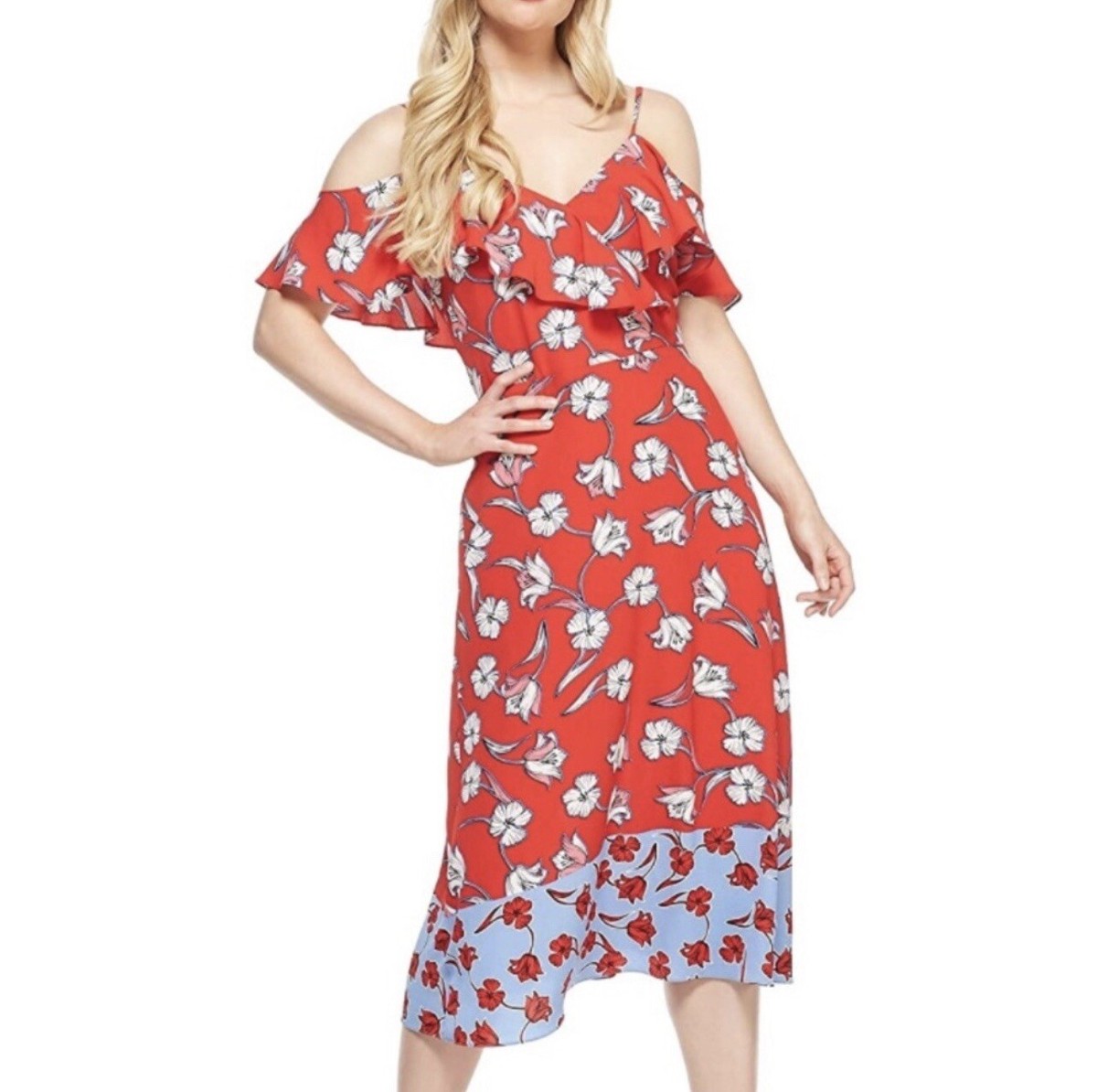 orange midi dress for women Tangerine Petal Long Slip Dress