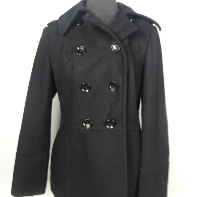 Michael Kors Womens Pea Coat Long Sleeve Double Breasted Collared Black Small | eBay