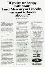 1972 Vintage Print Ad If you're unhappy with your Ford Mercury Lincoln We want