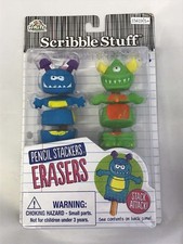 Scribble Stuff Pencil Stackers Erasers ~ Swamp Monsters (Green & Blue)