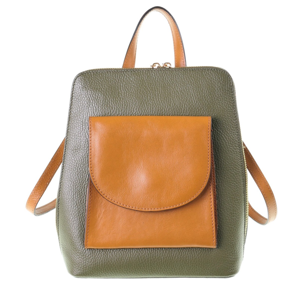 Divina Firenze Made in ITALY Green Tan Leather Womens Backpack