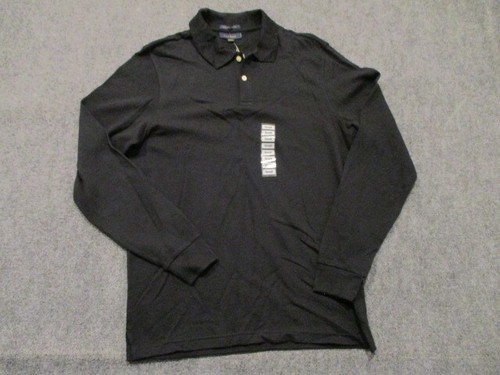 Club Room Shirt Men's Small Black Polo Long Sleeve Pima Cotton Golf Casual