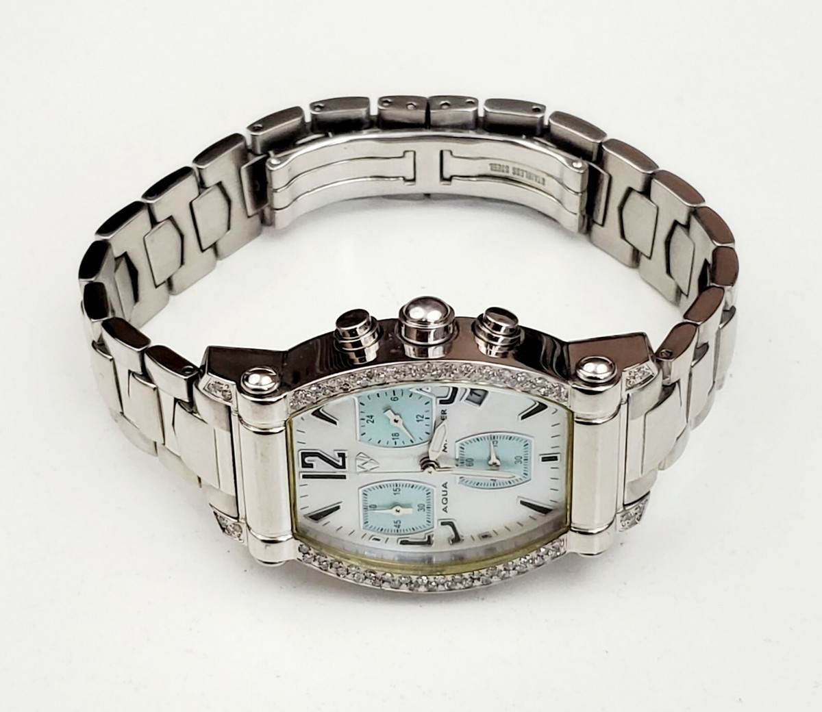 Women's CHRONOGRAPH Watch AQUA MASTER. Diamonds Bezel. Mother Of