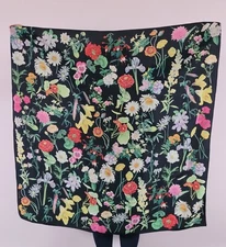 FABRIC FRONTLINE Zurich Silk Scarf Large Oversize Flowered Wrap 51"x52" Rare