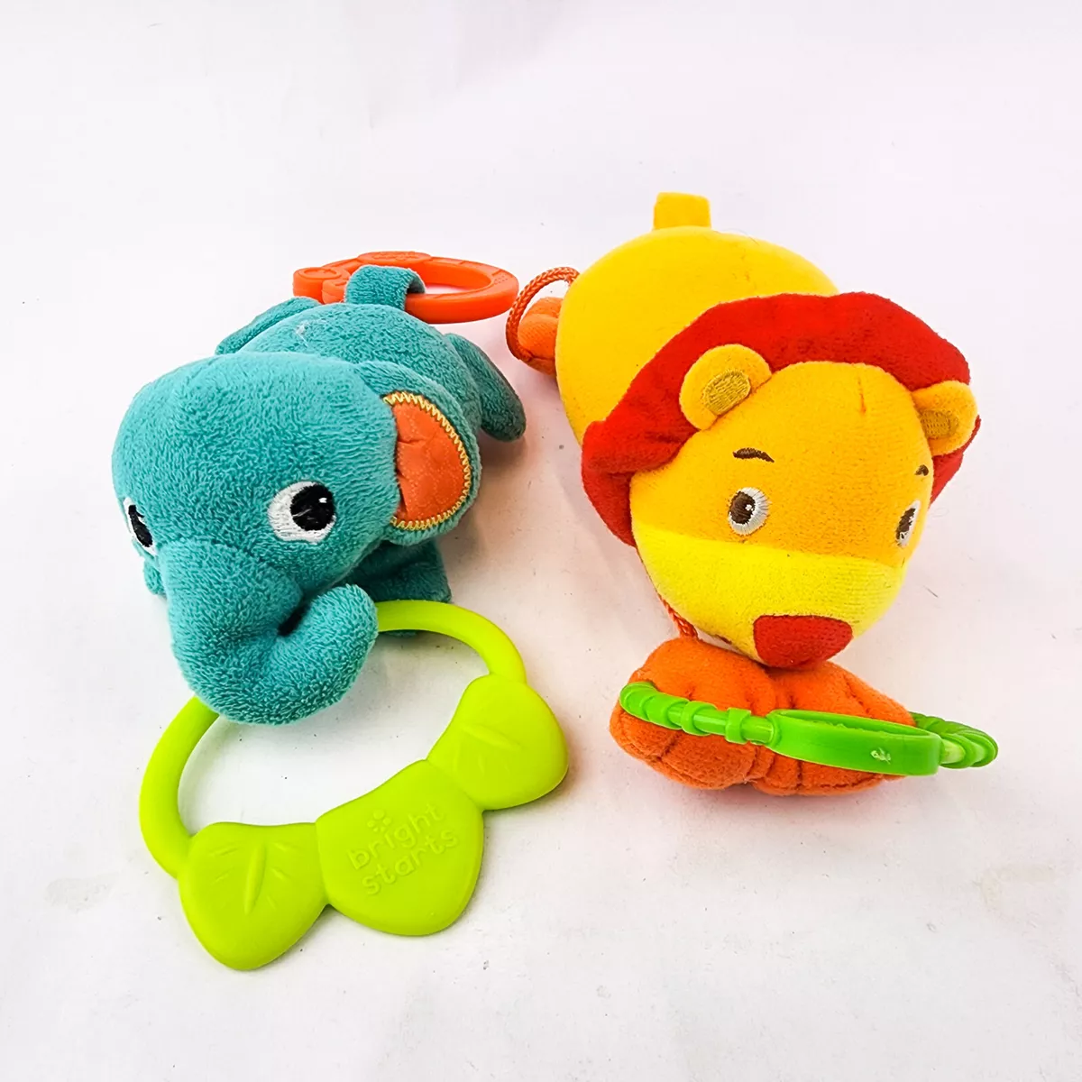 Bright Starts Baby Toys Tug Tunes Plush Elephant Lion On The Go
