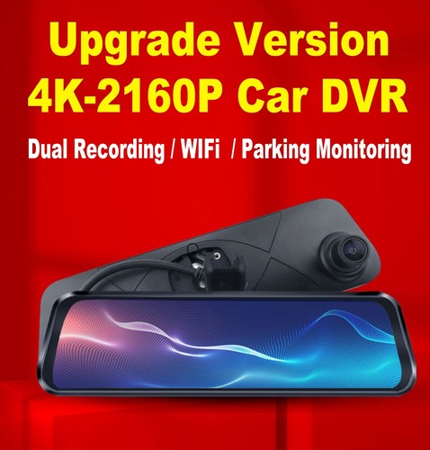 9.66" 4K WiFi Dash Cam Rear view Mirror Car DVR GPS Recorder G-Sensor+W/Bracket - Picture 7 of 18