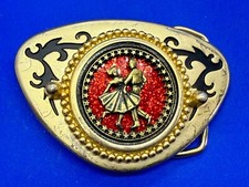 Couple Square Dancing American Folk Dance Centered on Western Belt Buckle