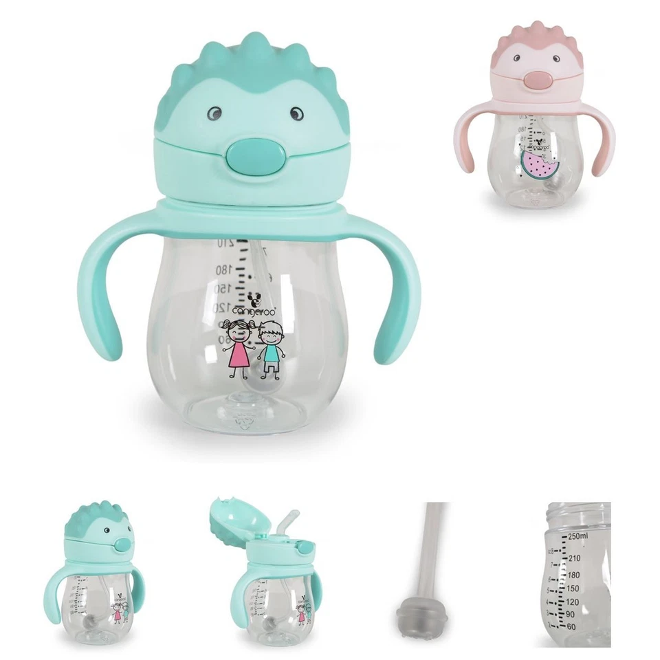 Cangaroo Trinklernbecher Brillo 250 ml Deckel, Silikontrinkhalm, bequemer Griff