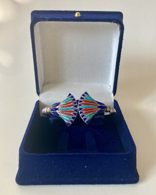Ägyptisches Silber Lapis Türkis Koralle Doppel Lotus Pharaon Armband Armreif Manschette