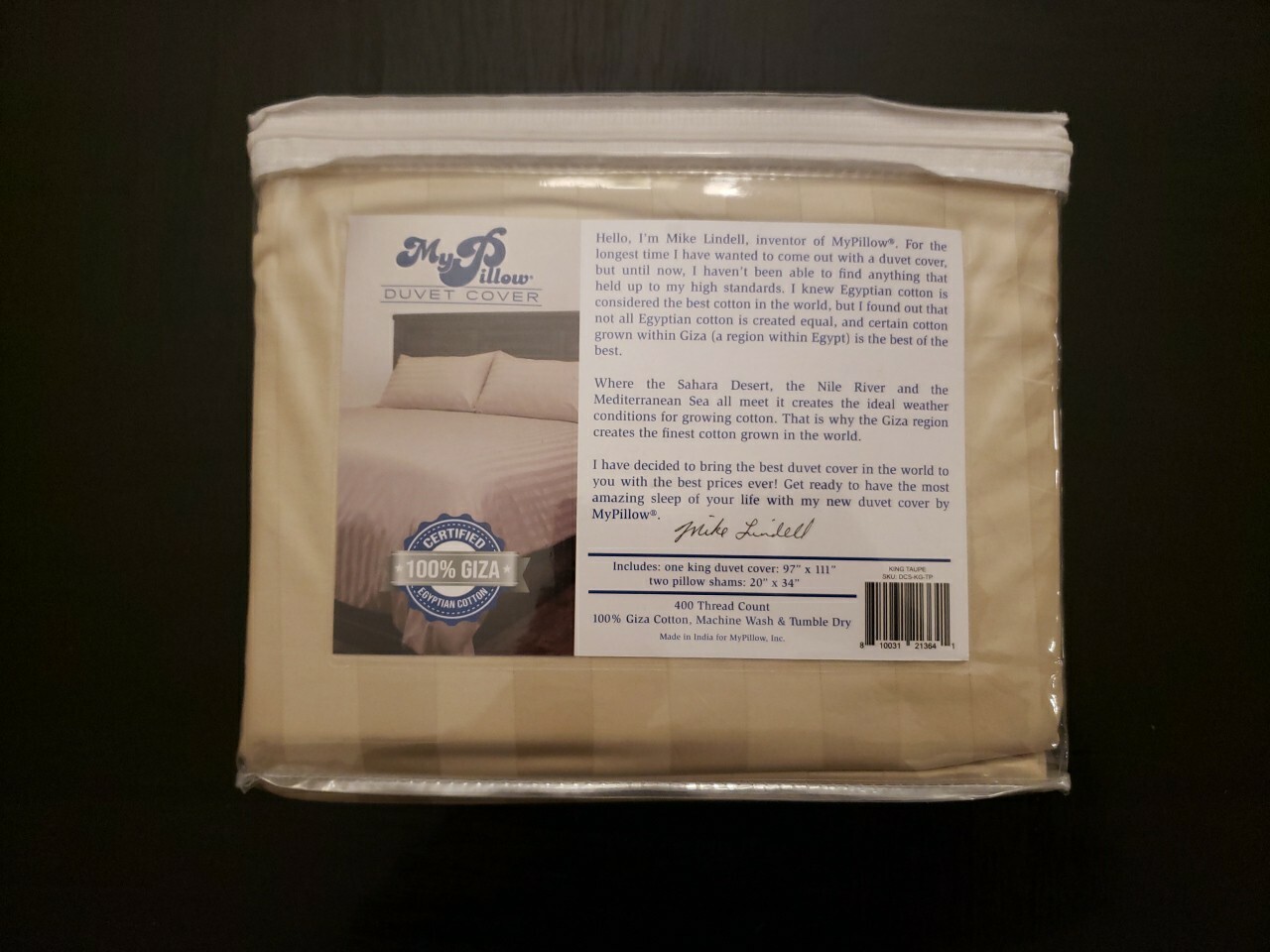 My Pillow Duvet Cover King Size Taupe Stripe (New In Box) eBay