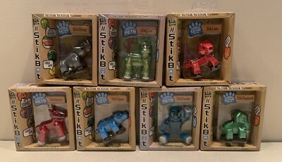 Stikbot Pets Lot of 7 Hippo Rhino Panda Cow Lion Horse Elephant (2017).  NEW
