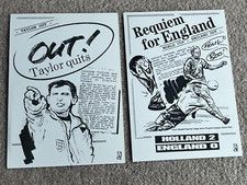 2 1990's Football Headline Postcards Signed by Artist Ted Hawkins, Limited Ed'