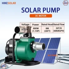 Solar Pump DC72V 800W 1.1HP Max Flow 26T/H Self prime Portable Pumping Kit BLDC