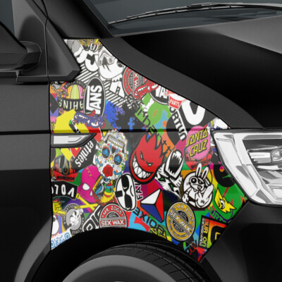 Stickerbomb Auto-folie Car-Wrapping Logos & Marken, Design: Skate, Bunt, Matt