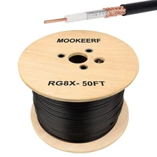 RG8X Coaxial Cable 50ft Low Loss 50 Ohm RG8X RF Antenna Cable Black
