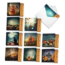  20 Happy Halloween Cards Boxed (10x2 Designs) Spooky Spooky Pumpkins Halloween