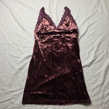 free people women's dress Burgundy velvet lace trim small