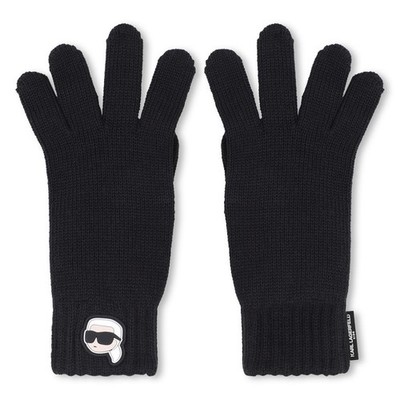 KARL LAGERFELD KIDS Strickhandschuhe schwarz | Karl Badge